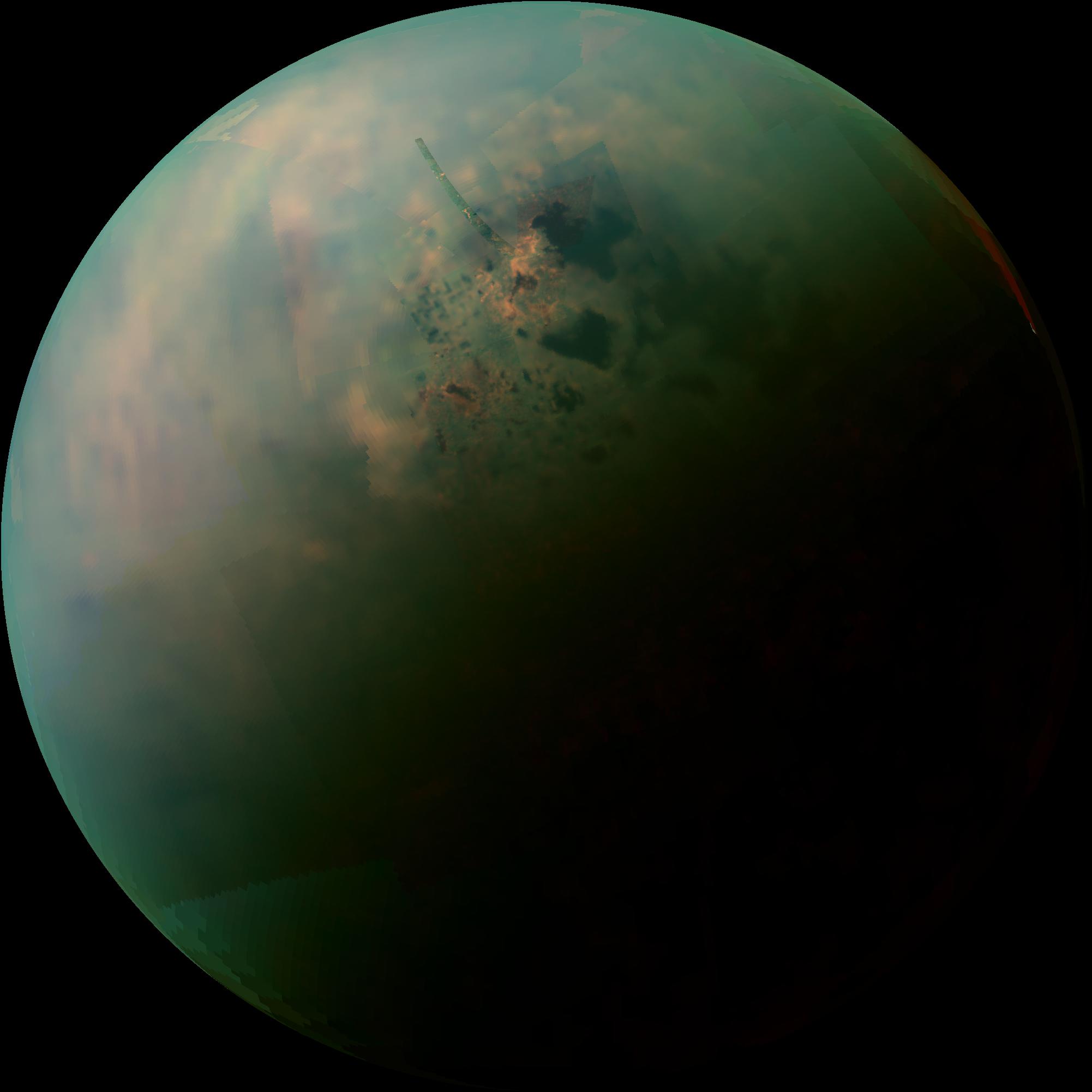 A false-color mosaic of Titan