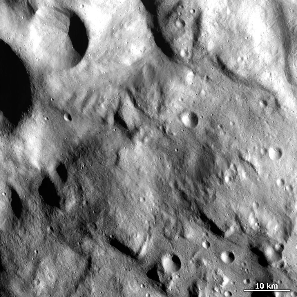 Hummocky Terrain in Vesta's Rheasilvia Quadrangle