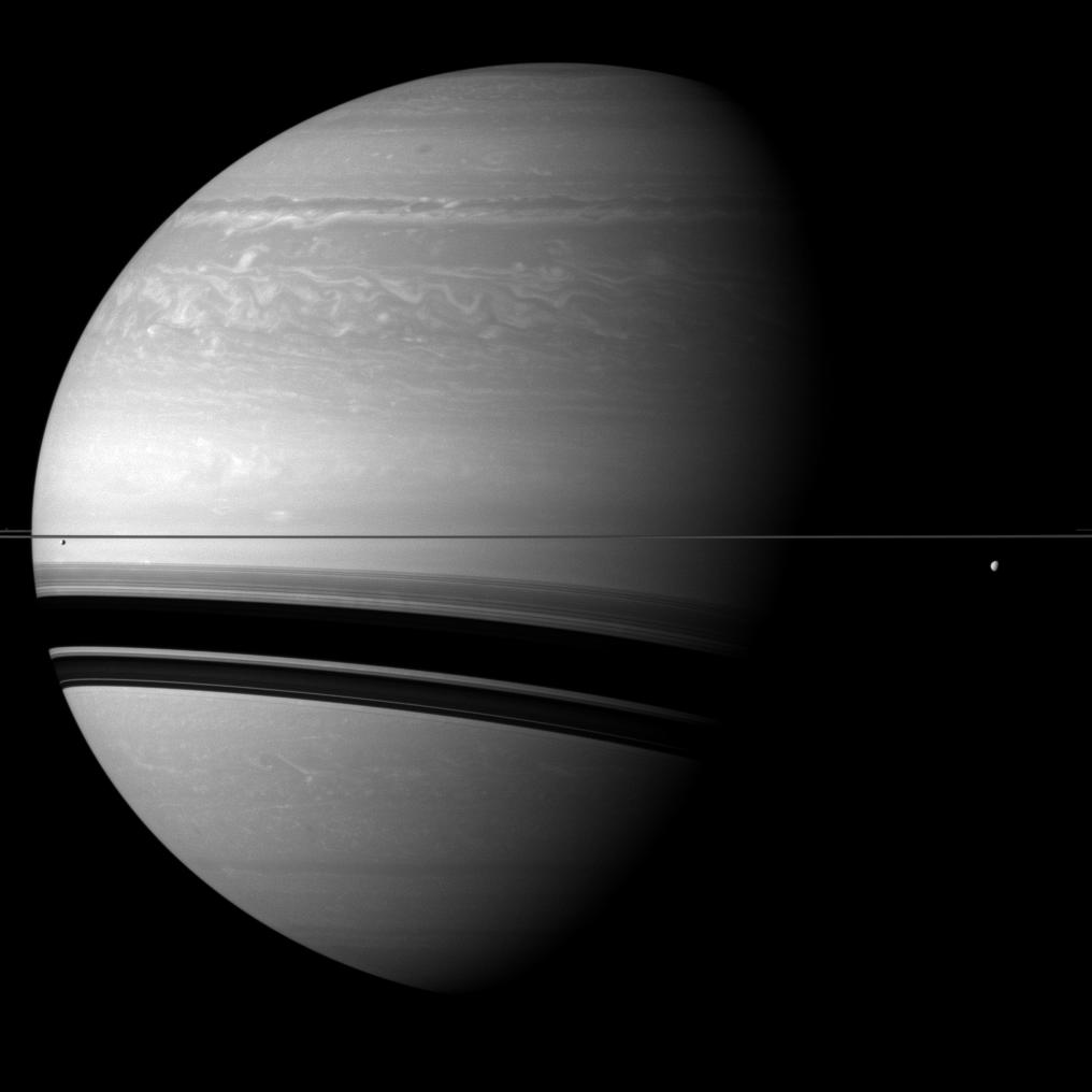 Saturn, Tethys and Enceladus