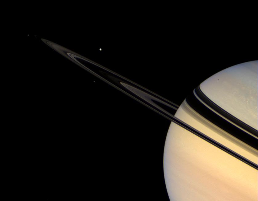 Saturn with Janus, Mimas, Pandora and Tethys