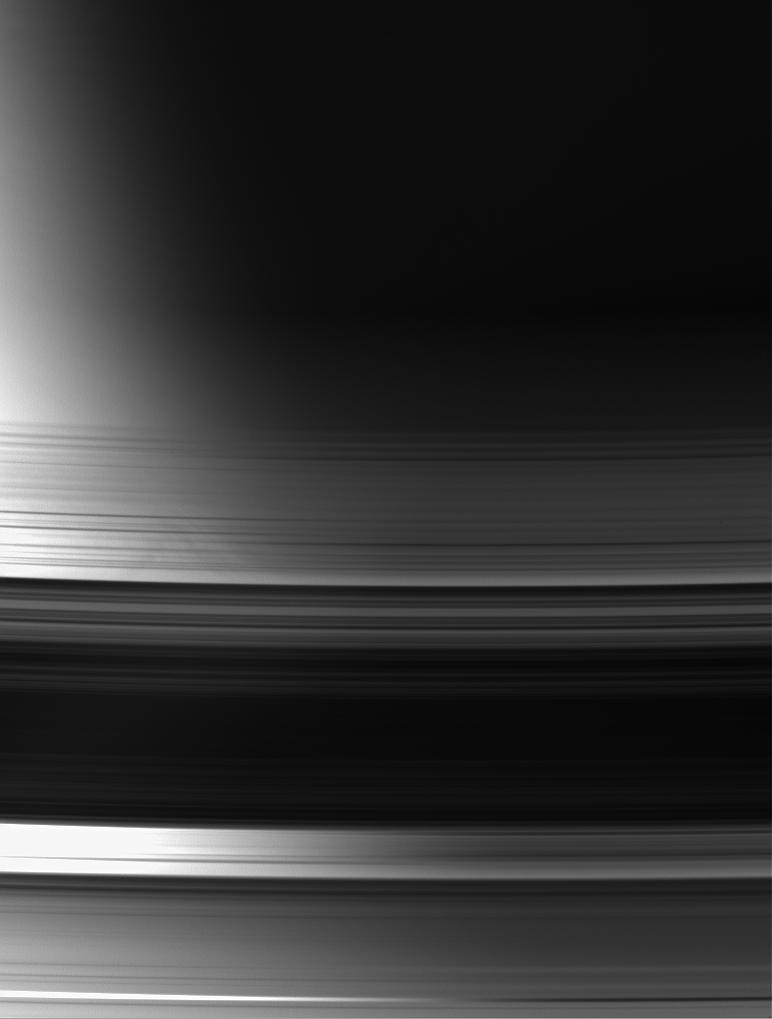 A view of the unlit face of Saturn's rings