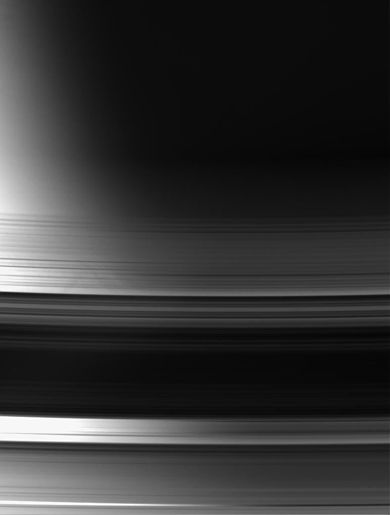 A view of the unlit face of Saturn's rings