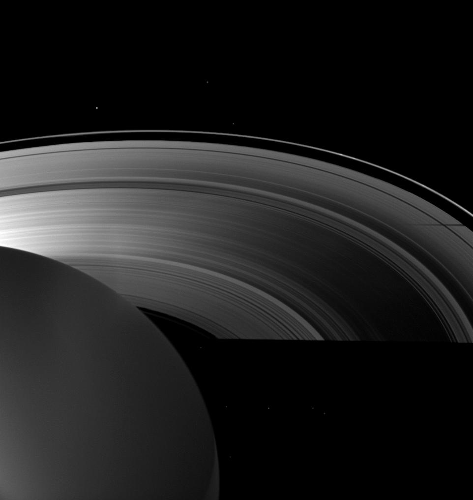 Tethys casts a shadow on the planet's A ring