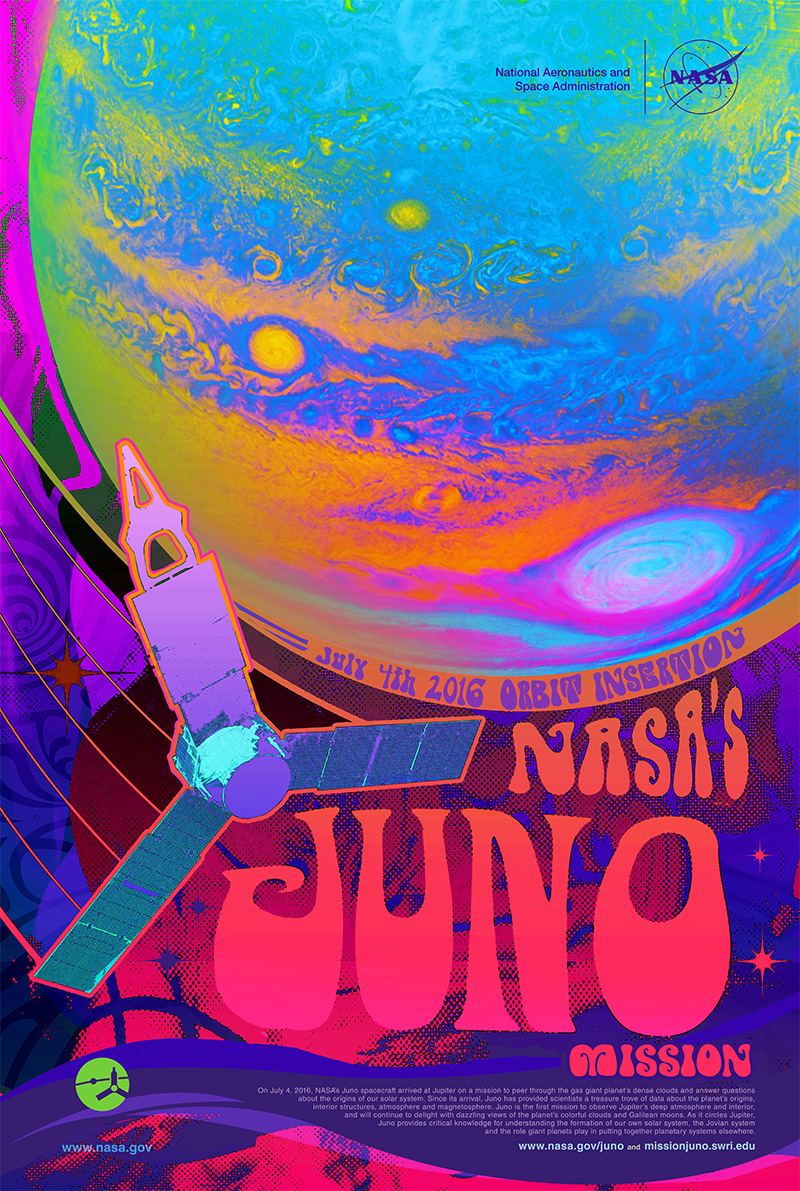 Poster downloads marking Juno's 5th anniversary at Jupiter