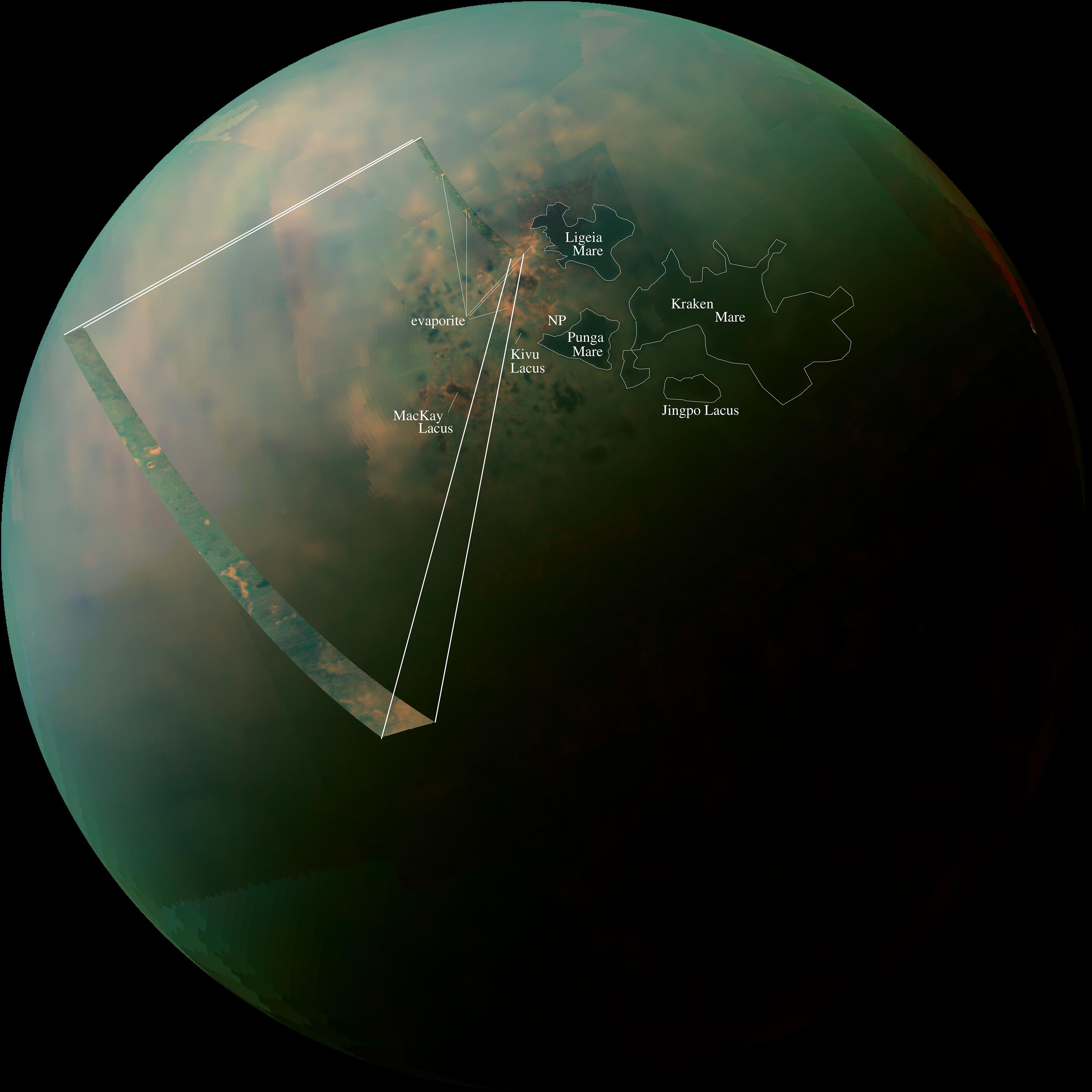 A false-color mosaic of Titan