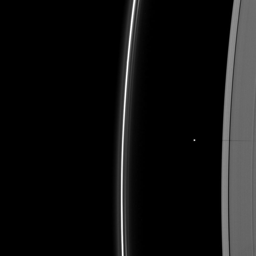 Atlas casts a slender shadow on the A ring