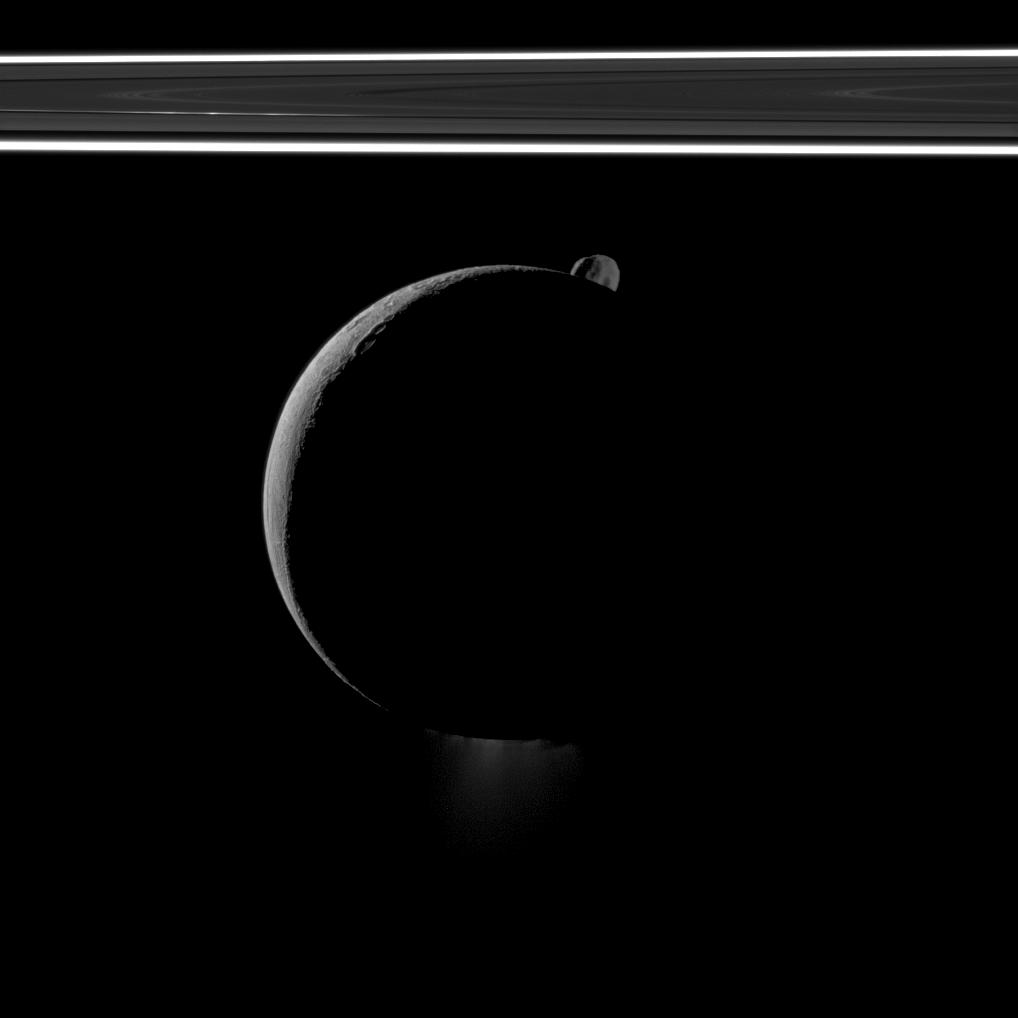 Enceladus, Epimetheus and Saturn's rings