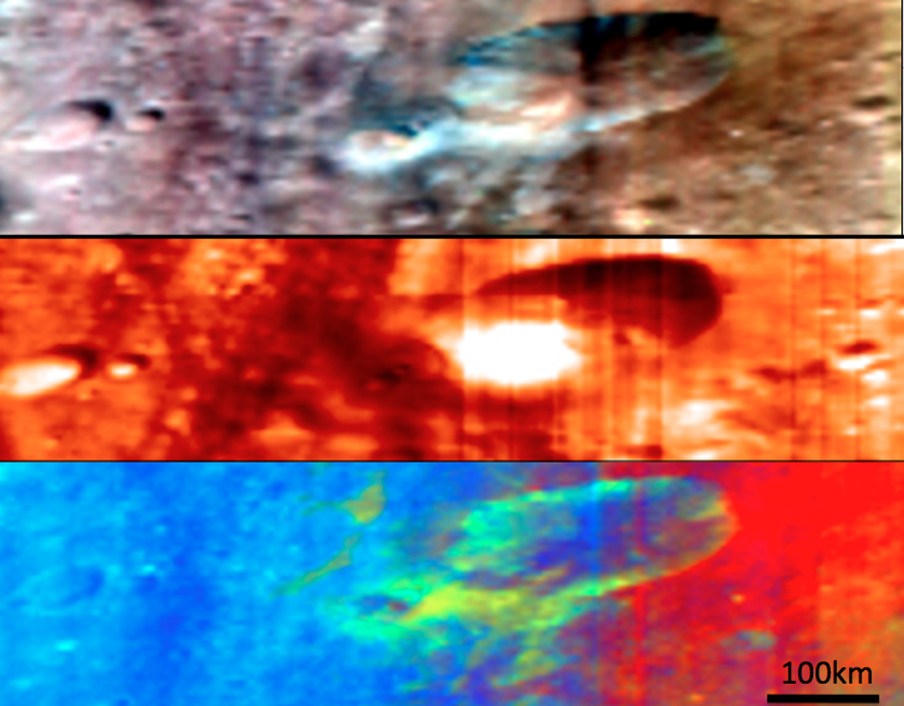 Craters and Ejecta in Visible and Infrared Wavelengths