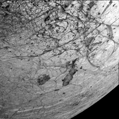 This image of Europa's southern hemisphere was obtained by the solid state imaging (CCD) system on board NASA's Galileo spacecraft during its sixth orbit of Jupiter.