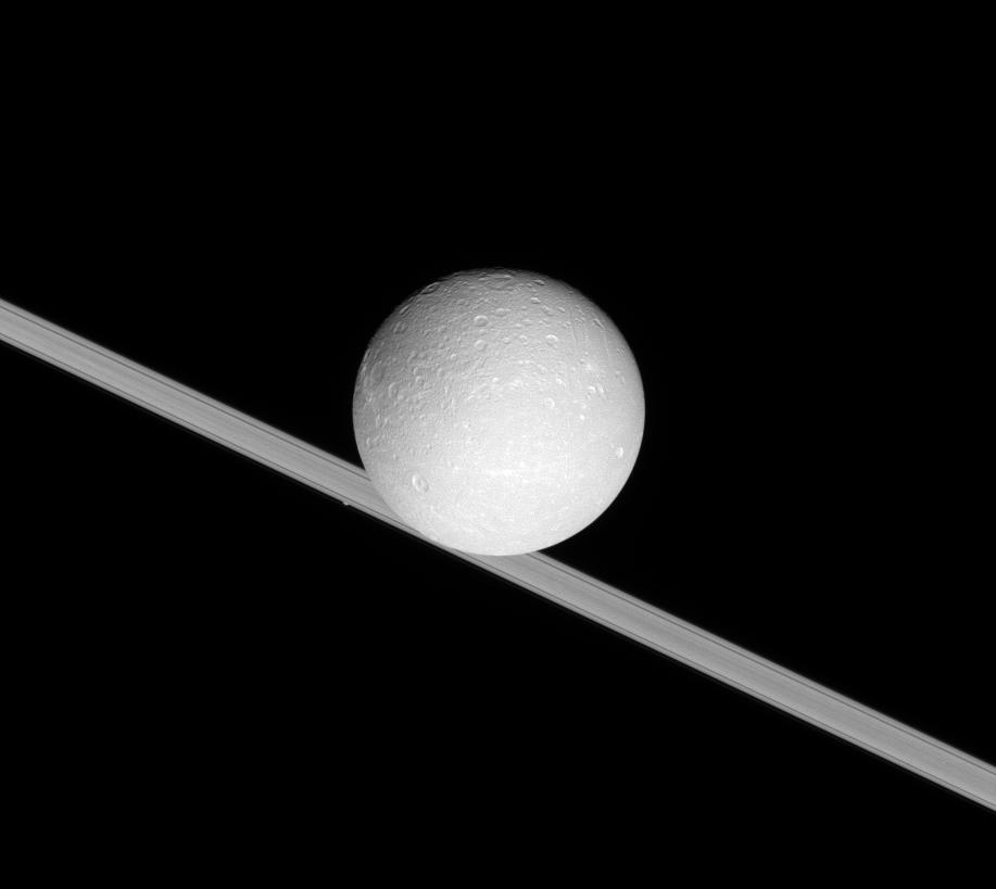 Saturn's Ring with Dione and Atlas