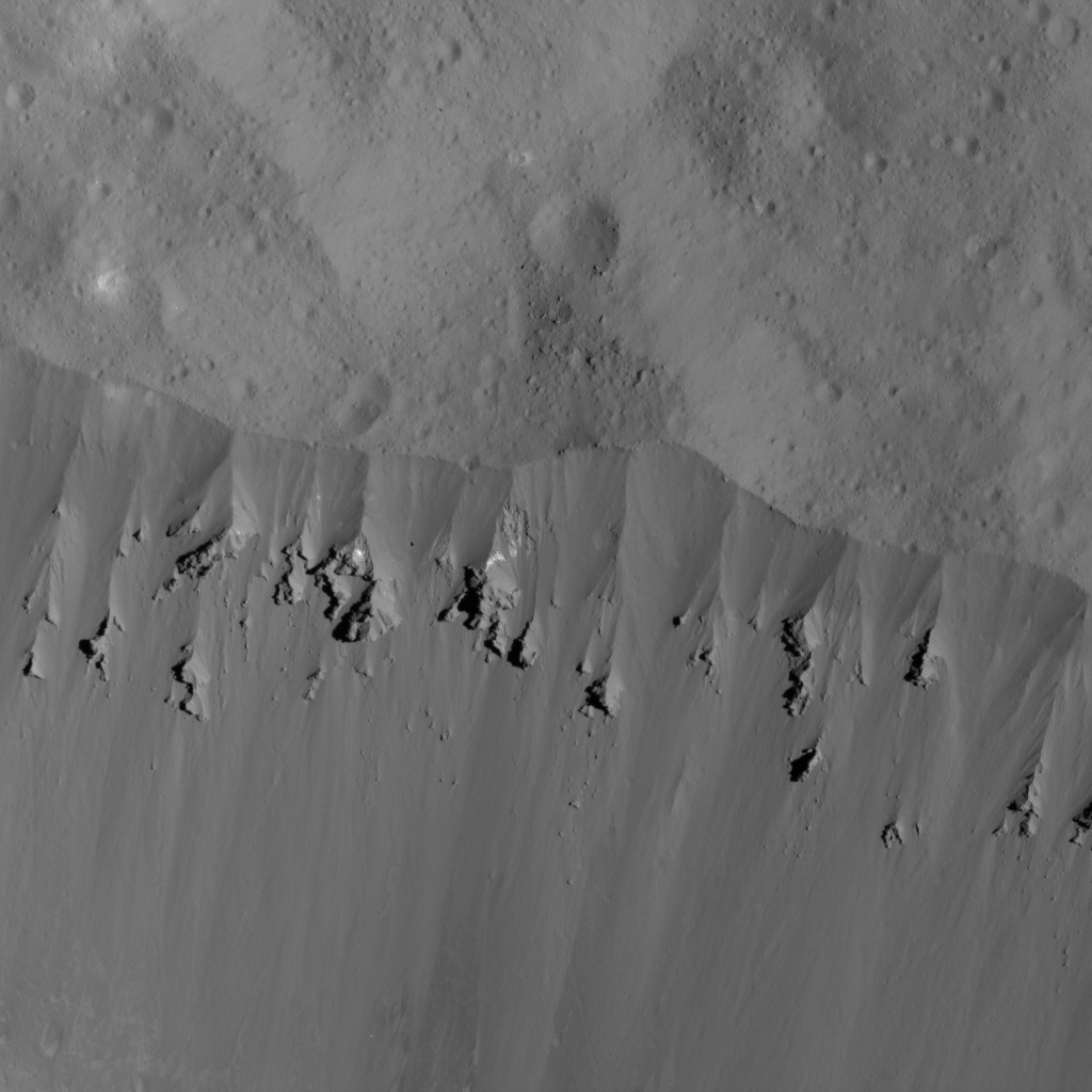 Landslides Along Occator Crater's Rim