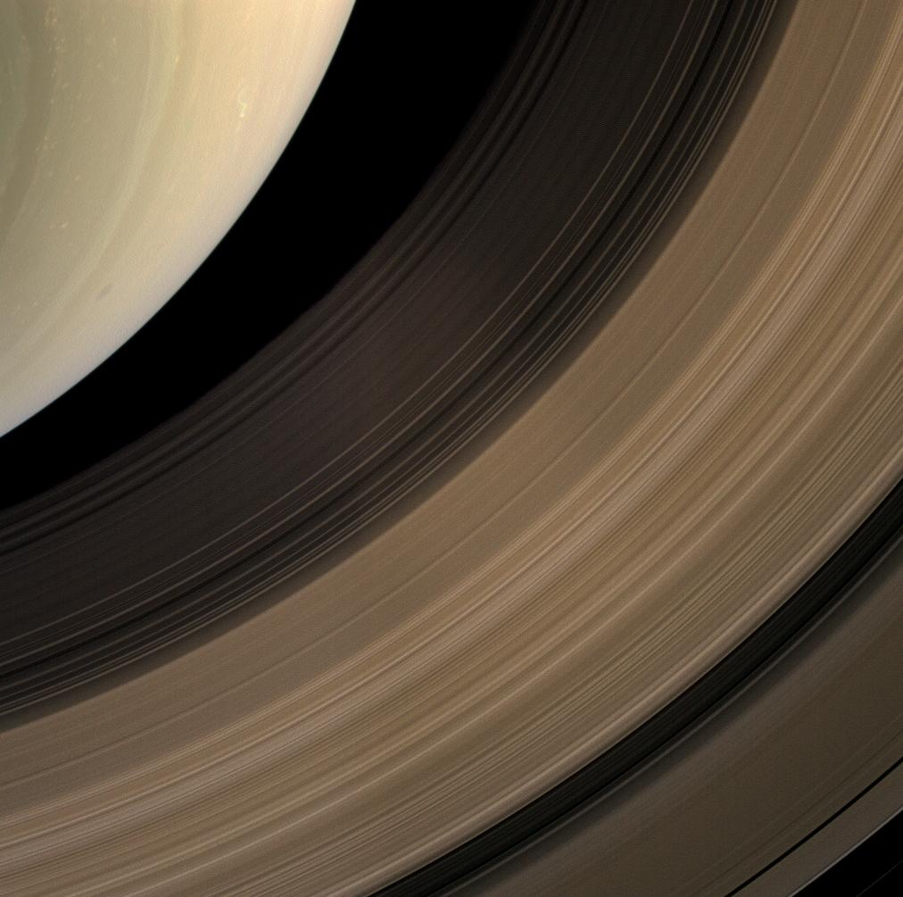 The Cassini spacecraft samples a bit of Saturn's southern hemisphere along with a spread of the planet's main rings.