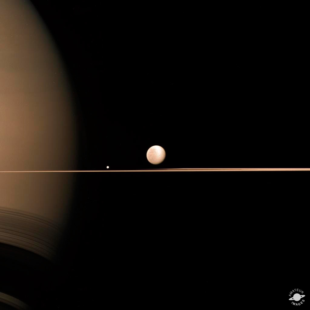Saturn, Rhea and Mimas by Elisabetta Bonora