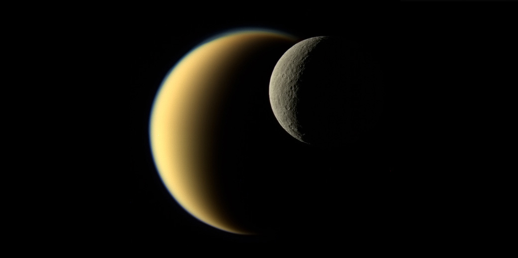 Two crescent moons overlapping in space.