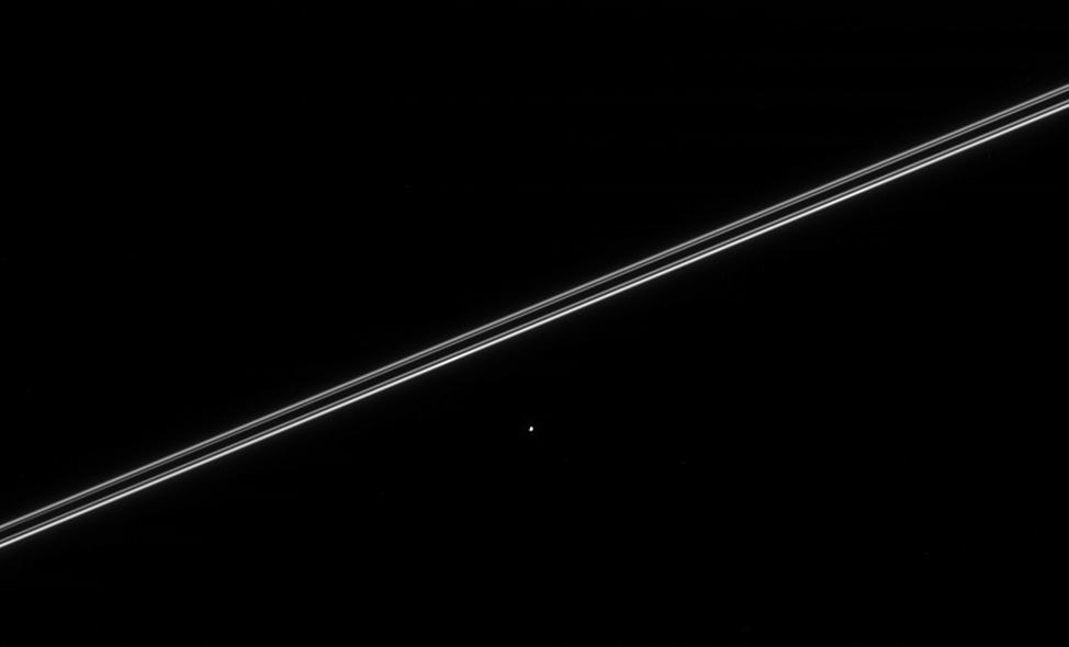 the moon Helene with Saturn's rings