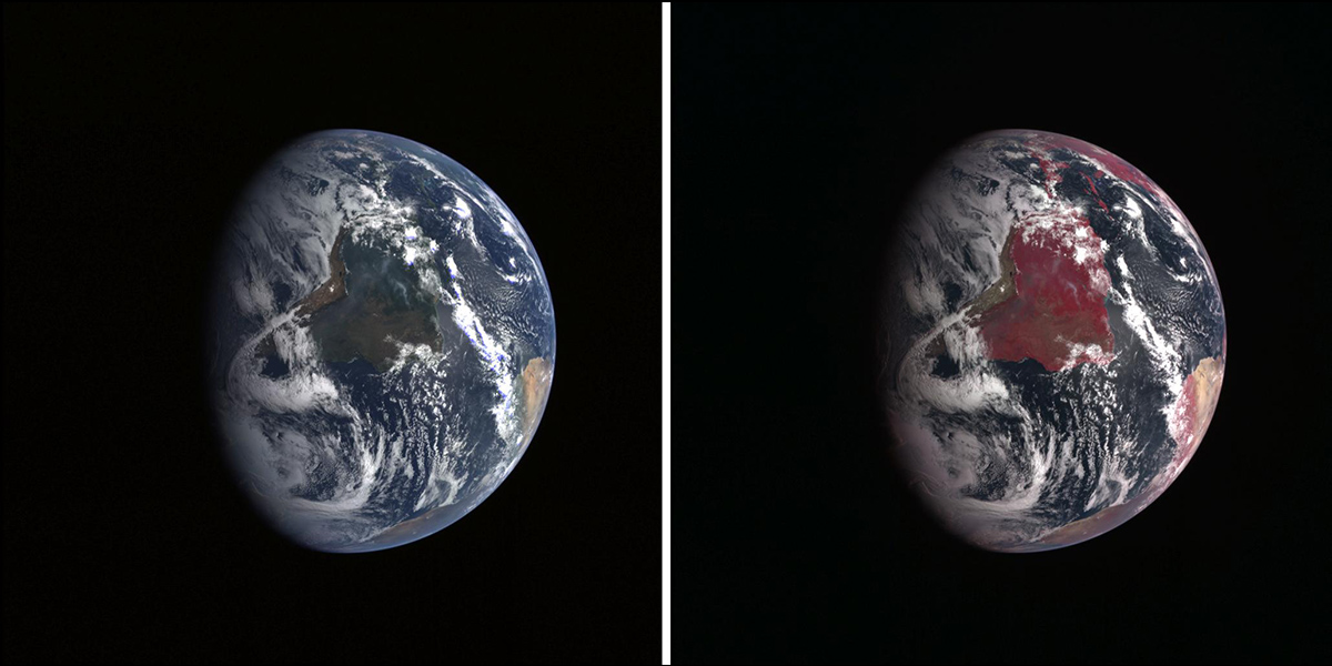 MESSENGER's Earth flyby on Aug. 2, 2005, not only adjusted the spacecraft's path to Mercury - the gravity assist maneuver allowed the spacecraft team to test several MESSENGER science instruments by observing its home planet.