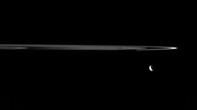 Saturn's rings and moon Tethys