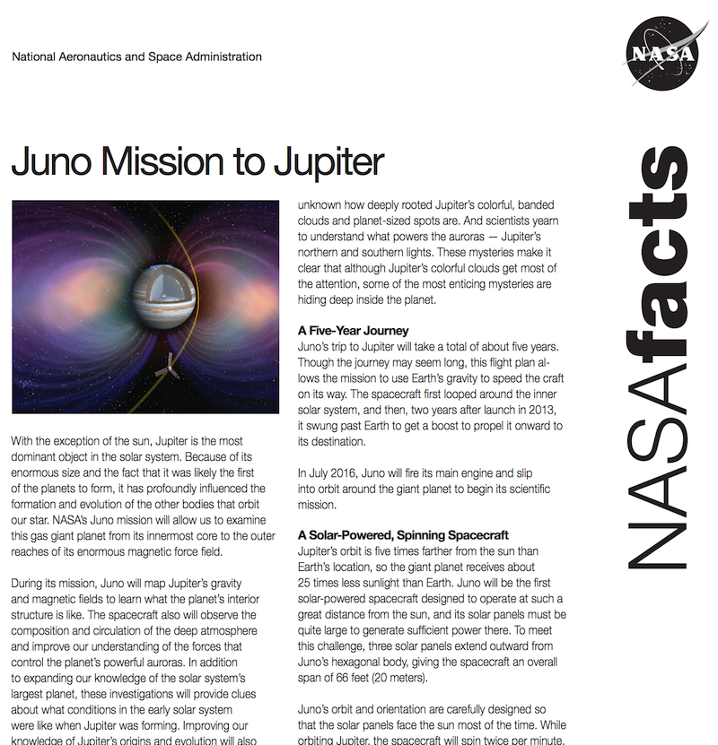 Juno fact sheet