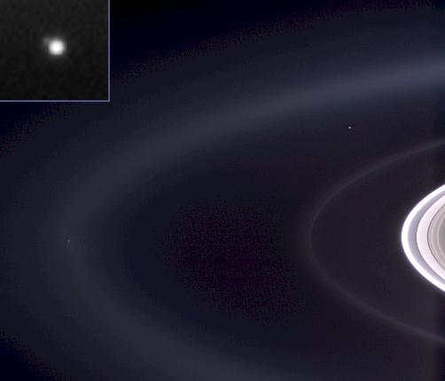 Saturn's rings and Earth seen from nearly 1.5 billion kilometers (930 million miles) away