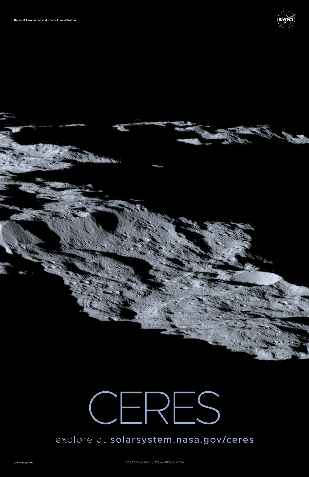 Close up of massive crater on Ceres.