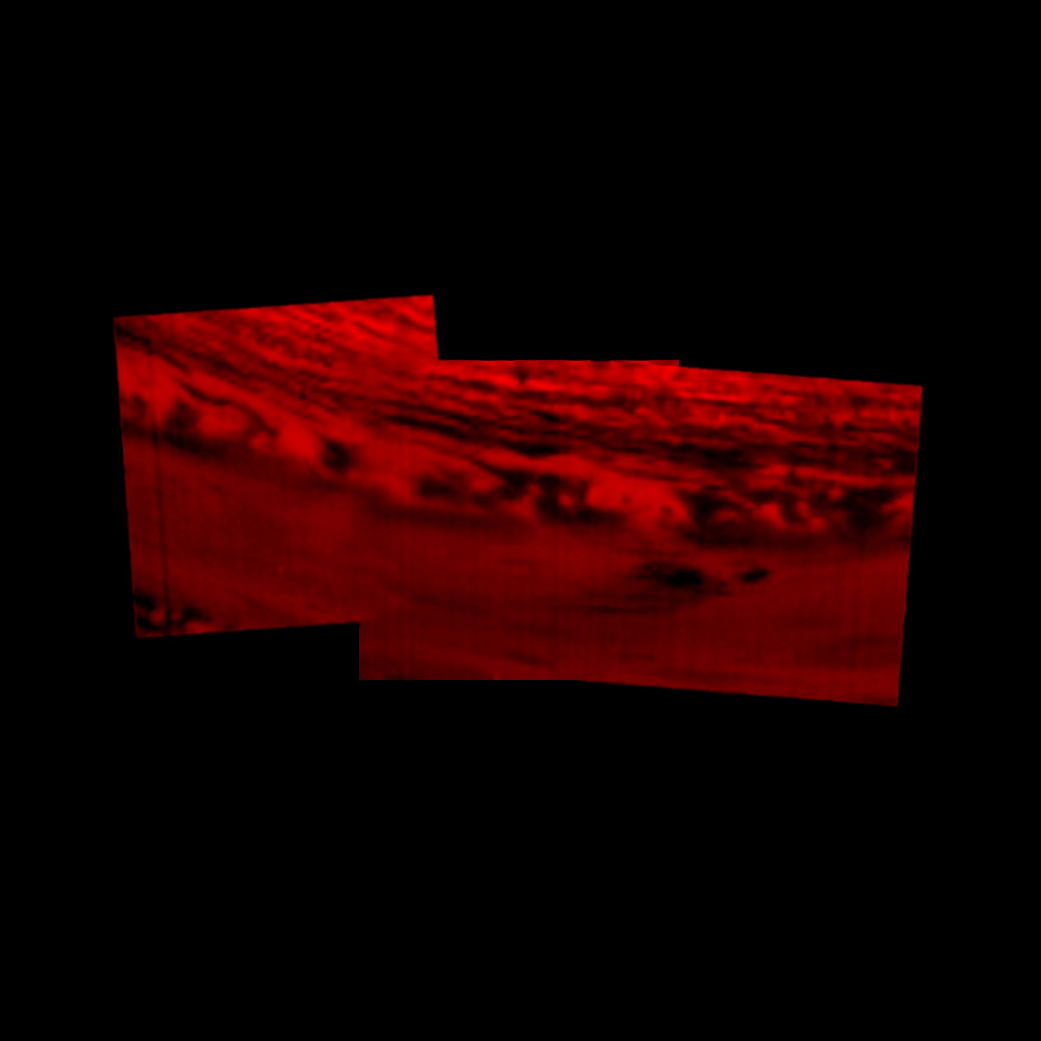 Color enhanced image of Saturn clouds