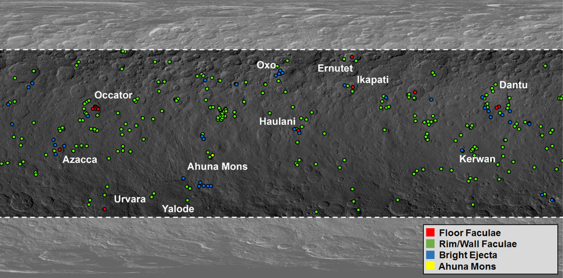 Map of Ceres' Bright Spots NASA Solar System Exploration