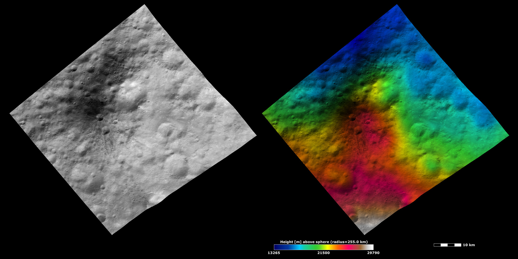 Brightness and Topography Images of a Dark Hill