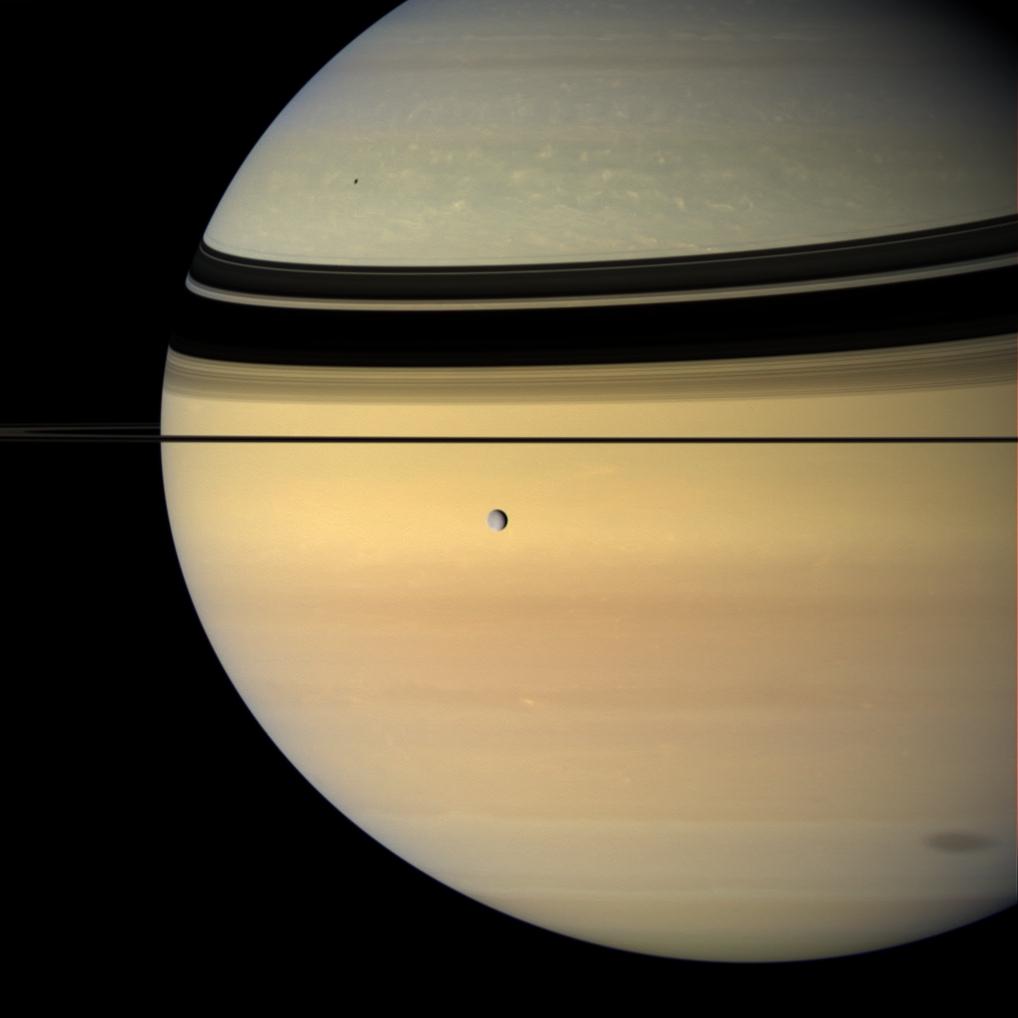 Saturn with Rhea and Mimas