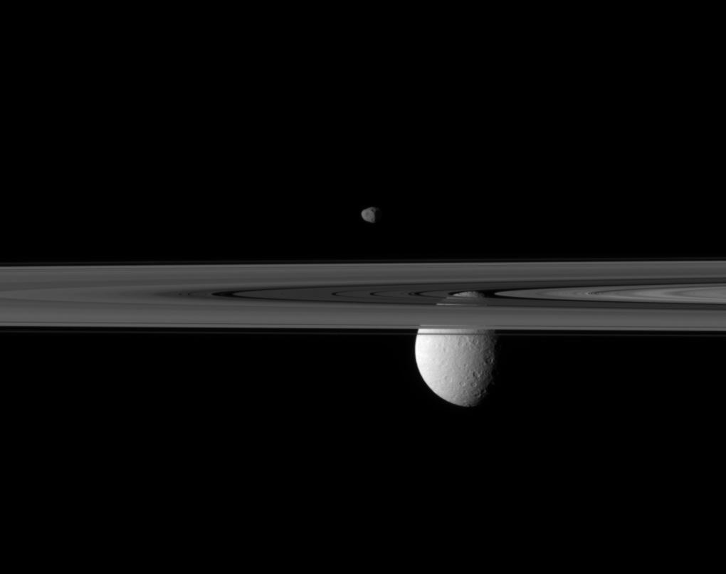 Saturn's rings, Janus and Rhea