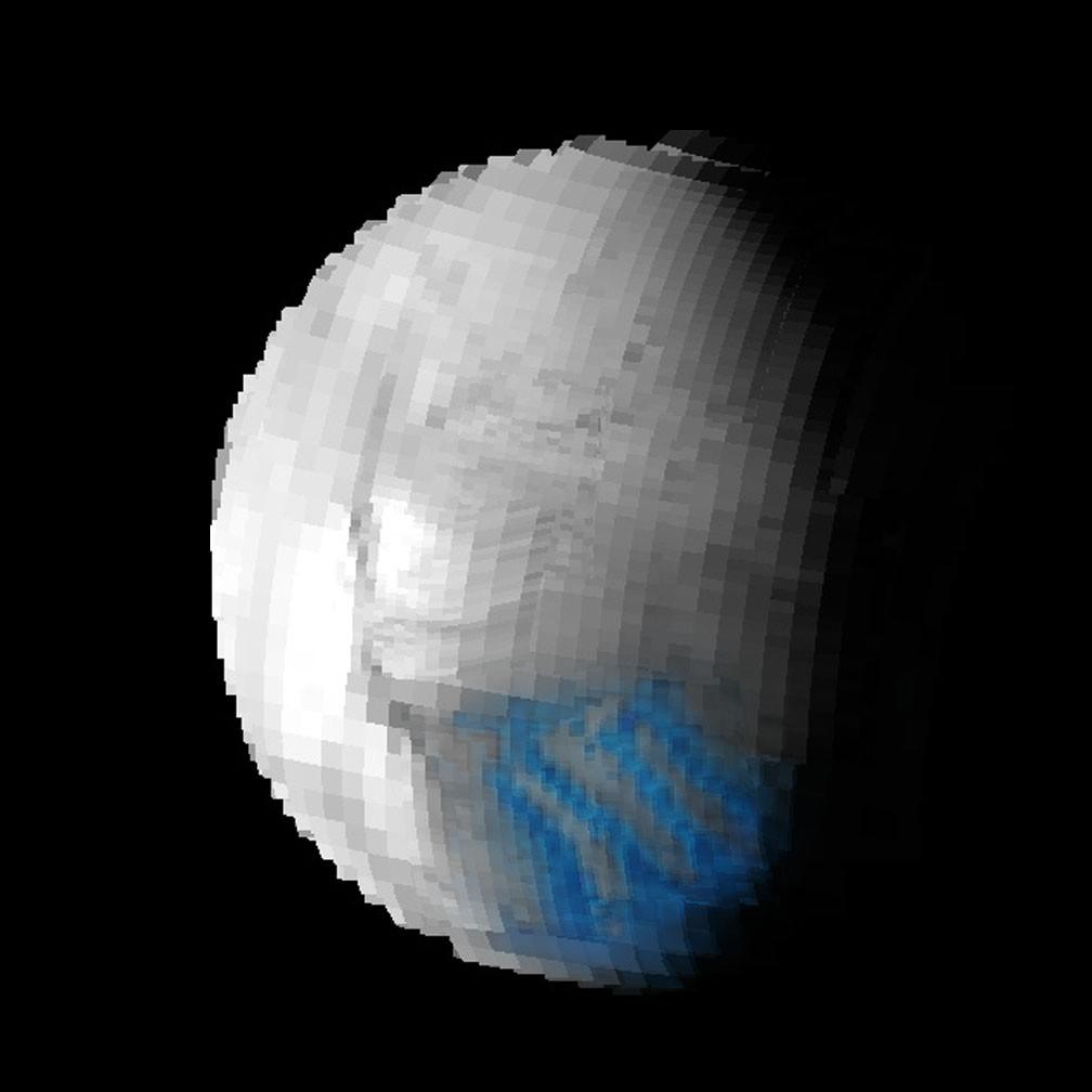 A visual and infrared mapping spectrometer image of Saturn's moon Enceladus