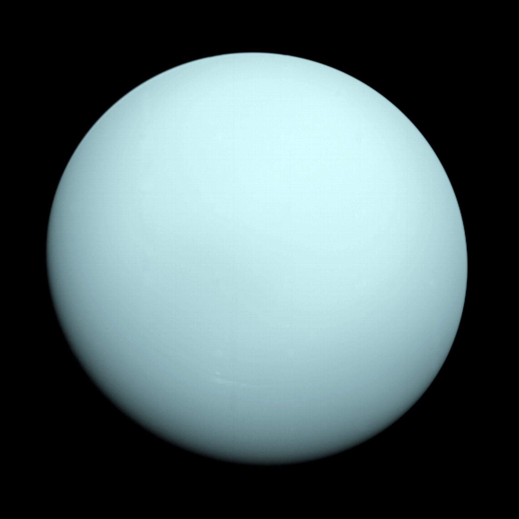 This is an image of the planet Uranus taken by the spacecraft Voyager 2 on January 14th 1986 from a distance of approximately 7.8 milllion miles ( 12.7 million km ).