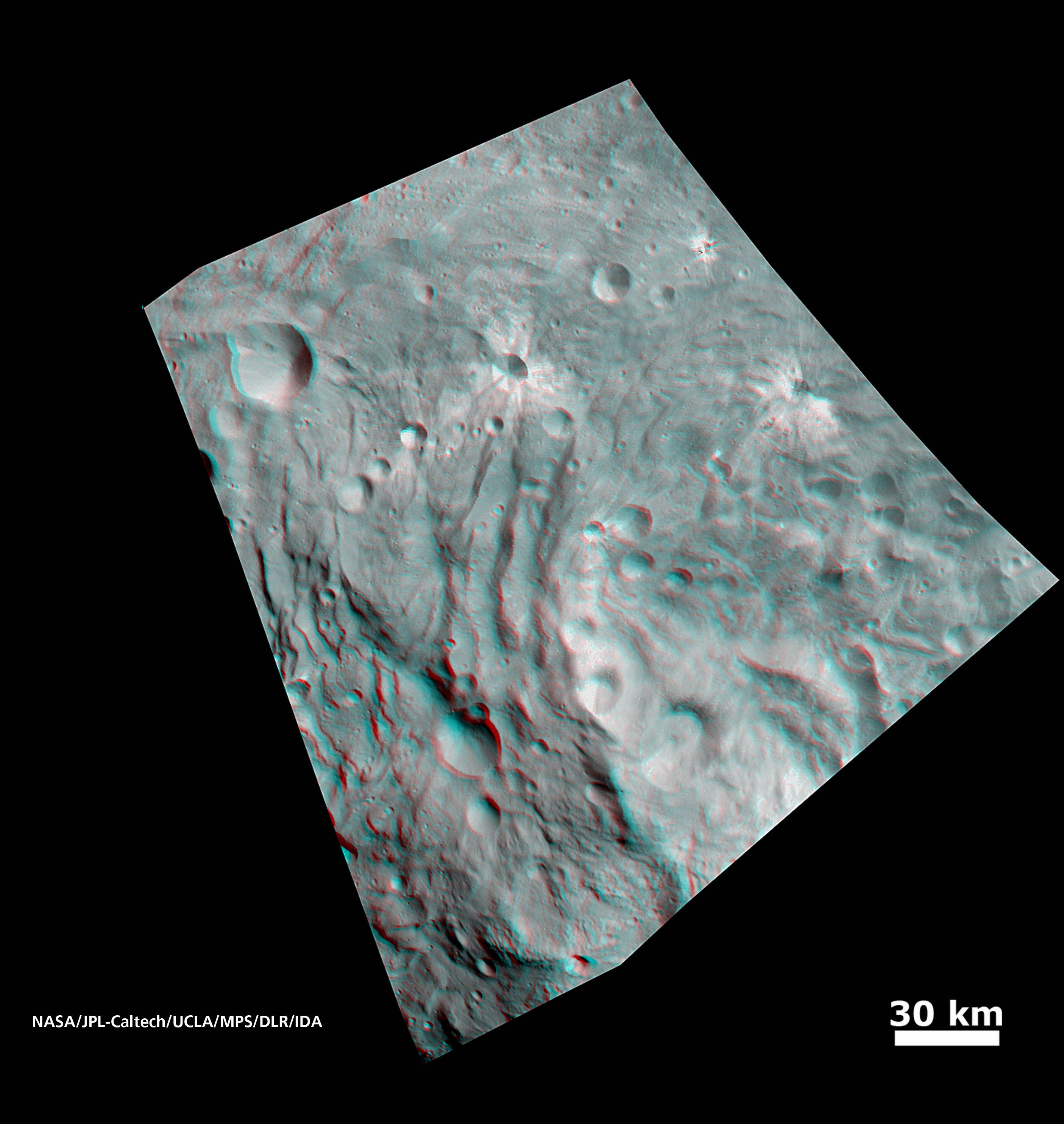 Vesta's Surface in 3-D: Details of Wave-Like Terrain in the South Pole