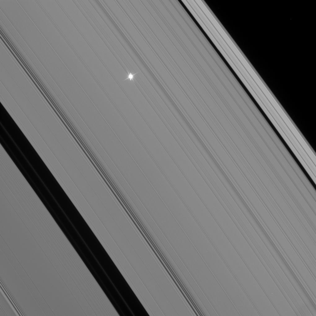 A point of light behind Saturn's rings