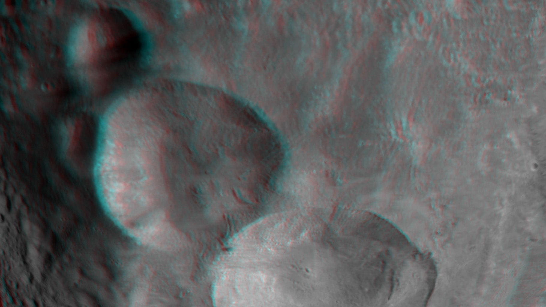 3-D Image of Vesta's 'Snowman' Craters