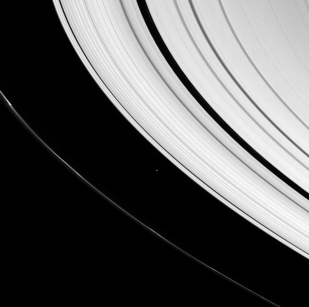 The small moon Atlas and parts of Saturn's rings