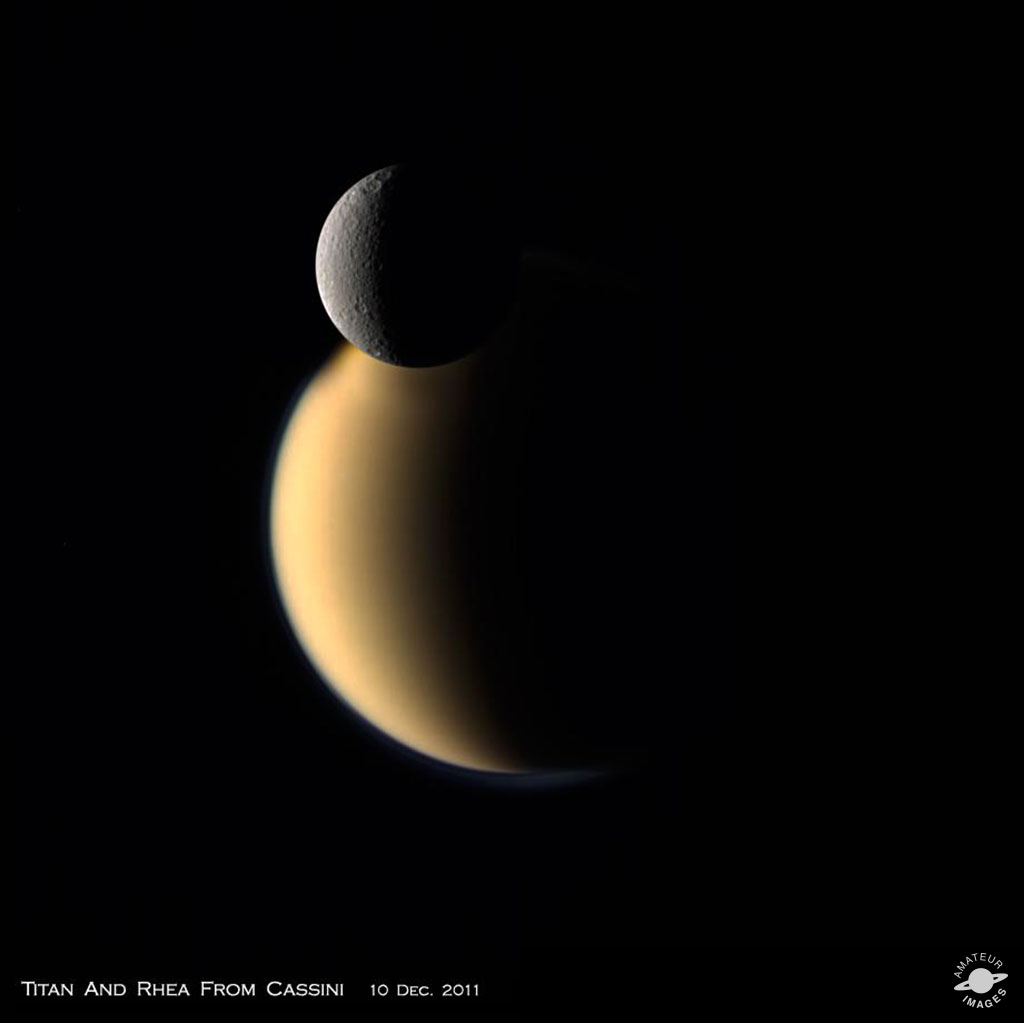 Titan and Rhea from Cassini