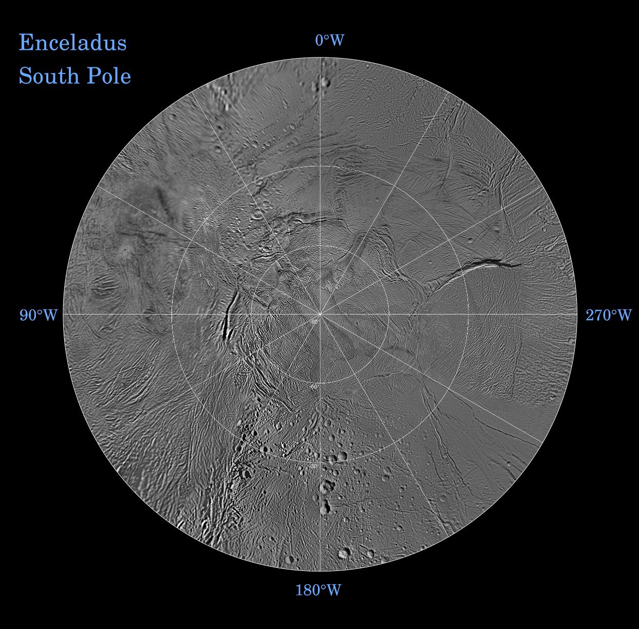 The southern hemisphere of Enceladus