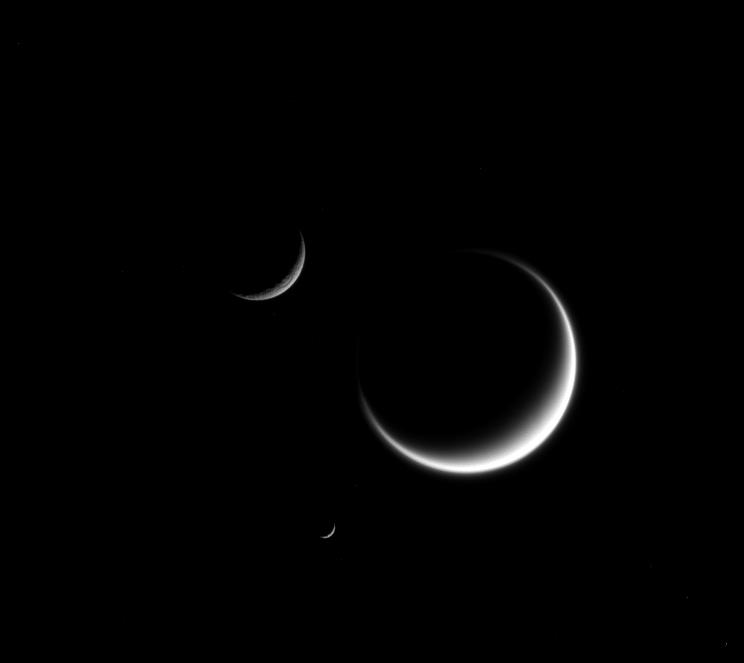 Titan, Mimas and Rhea