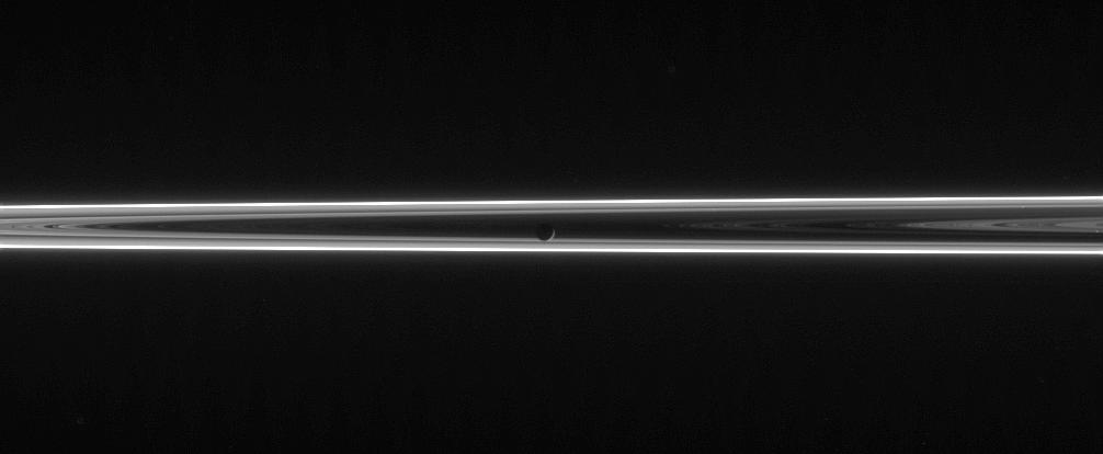 Saturn's rings and moon Mimas
