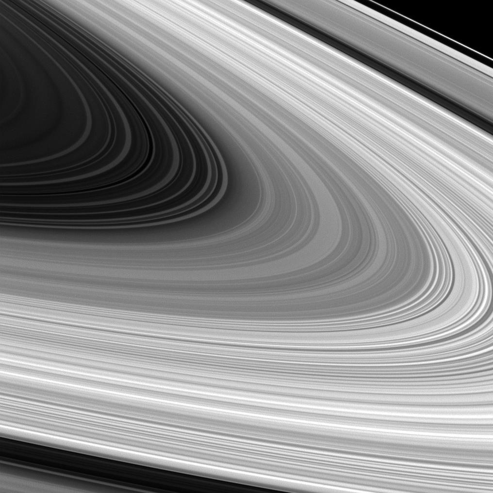 Saturn's B ring is spread out in all its glory in this image from Cassini.  