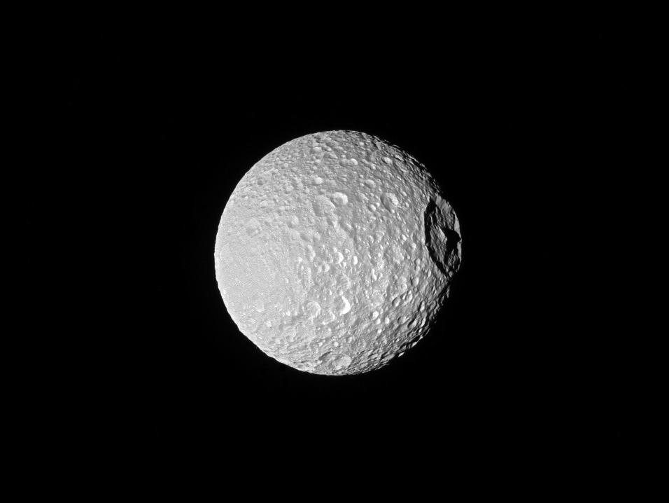 Mimas' defining feature, Herschel Crater