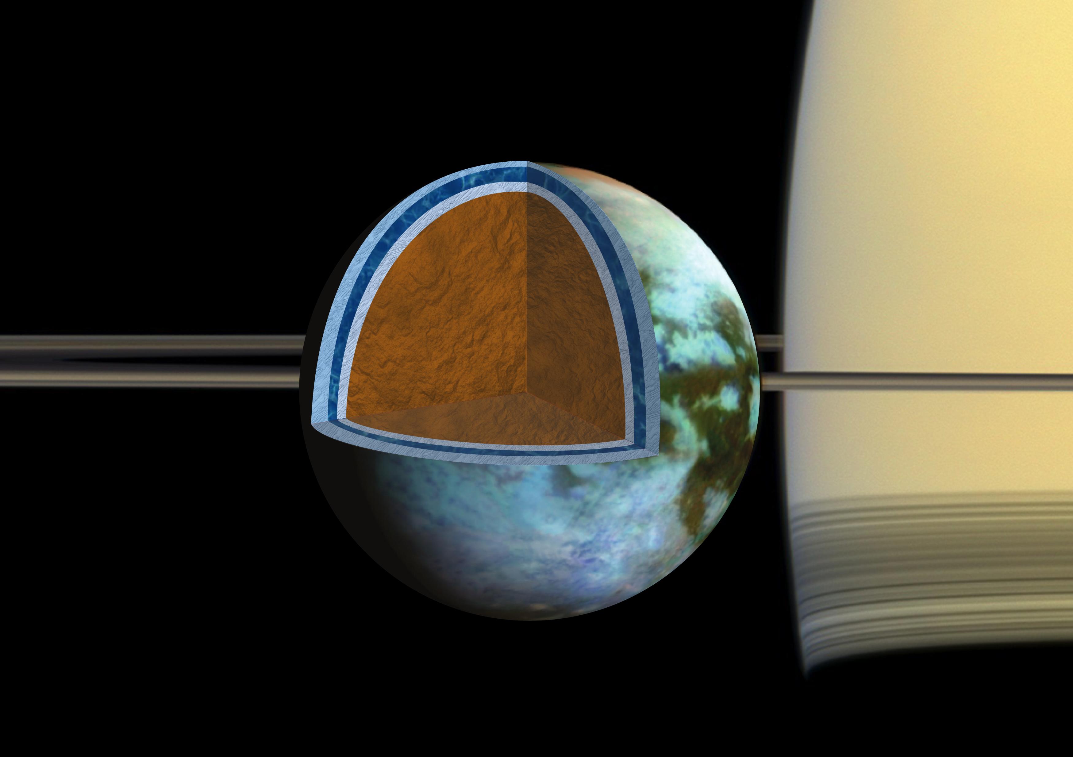 Artist's rendition of Titan's ice shell