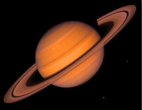 Saturn, 
			Rings, Moons