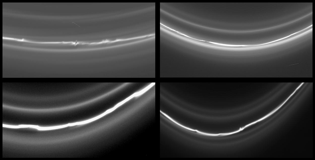 Four images of Saturn's knotted F ring