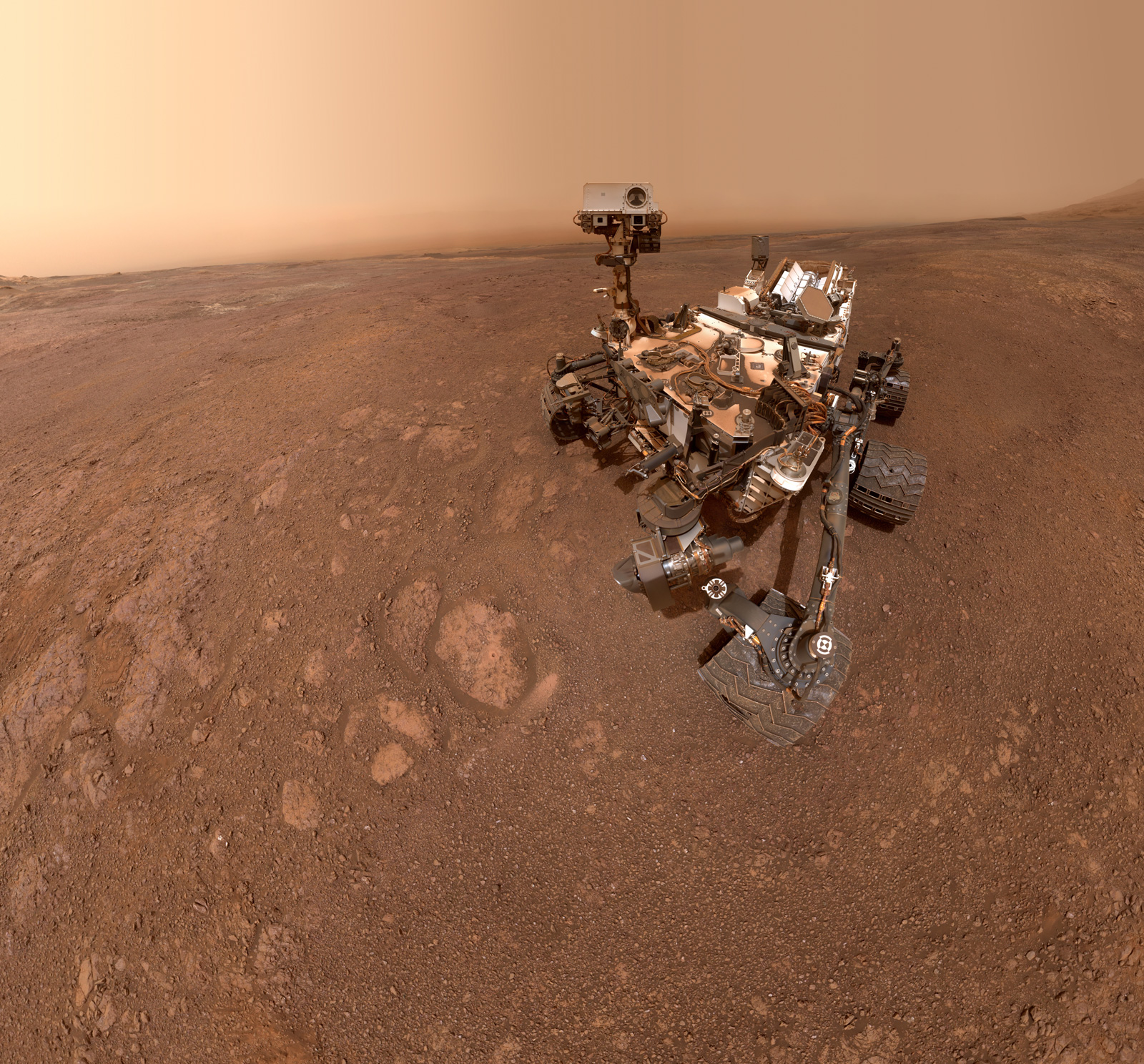 Dust-covered robot on Mars.
