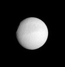 this is an image of Sturn's moon Tethys