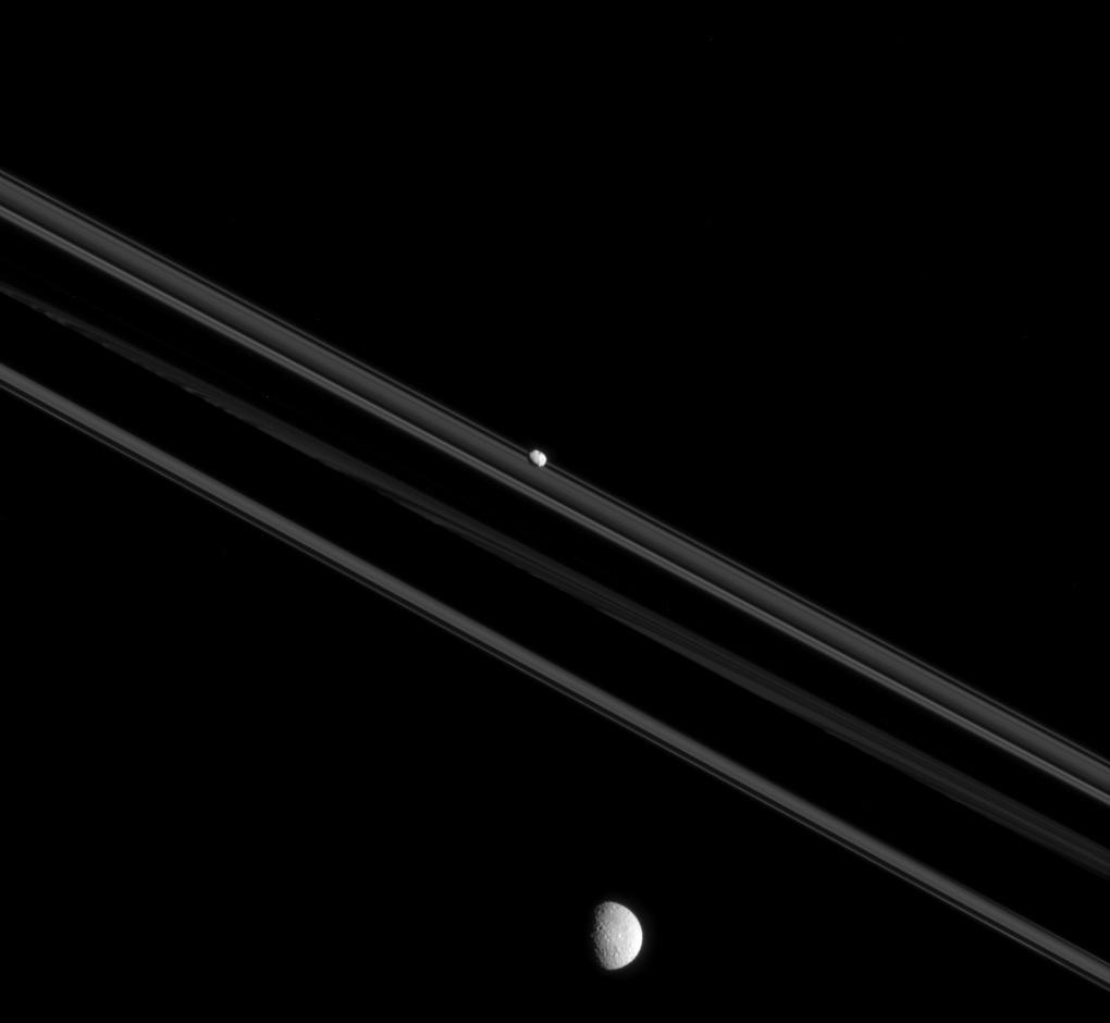Mimas, Pandora and Saturn's rings
