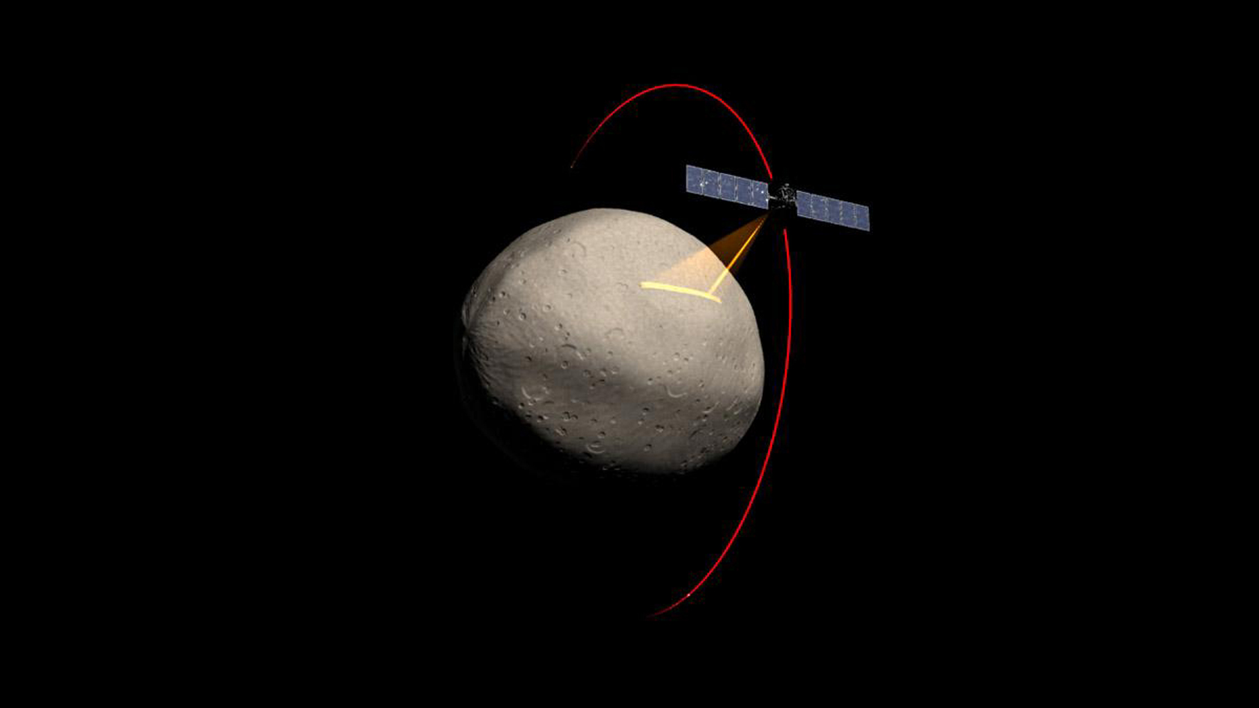 Dawn Spacecraft Gathering Spectral Data from Vesta (Artist's Concept)