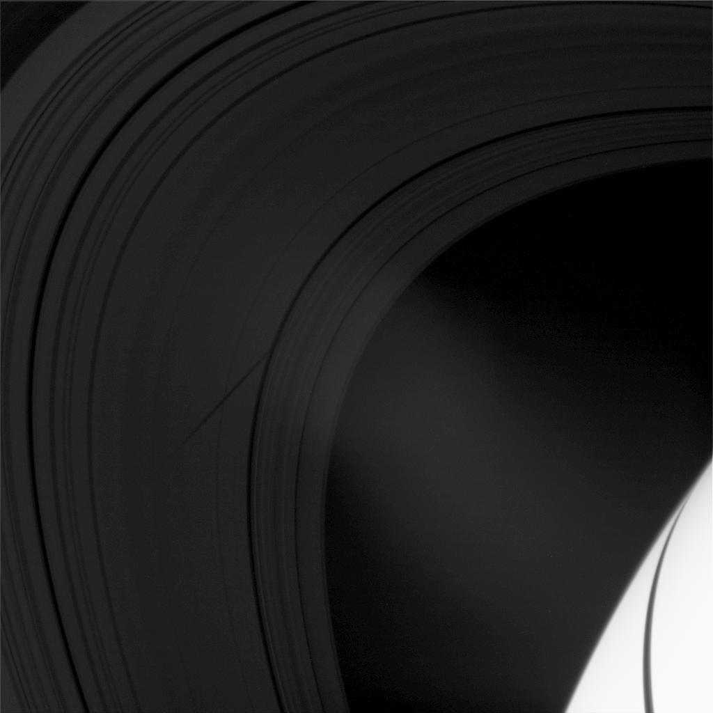 The shadow of Epimetheus crosses Saturn's rings