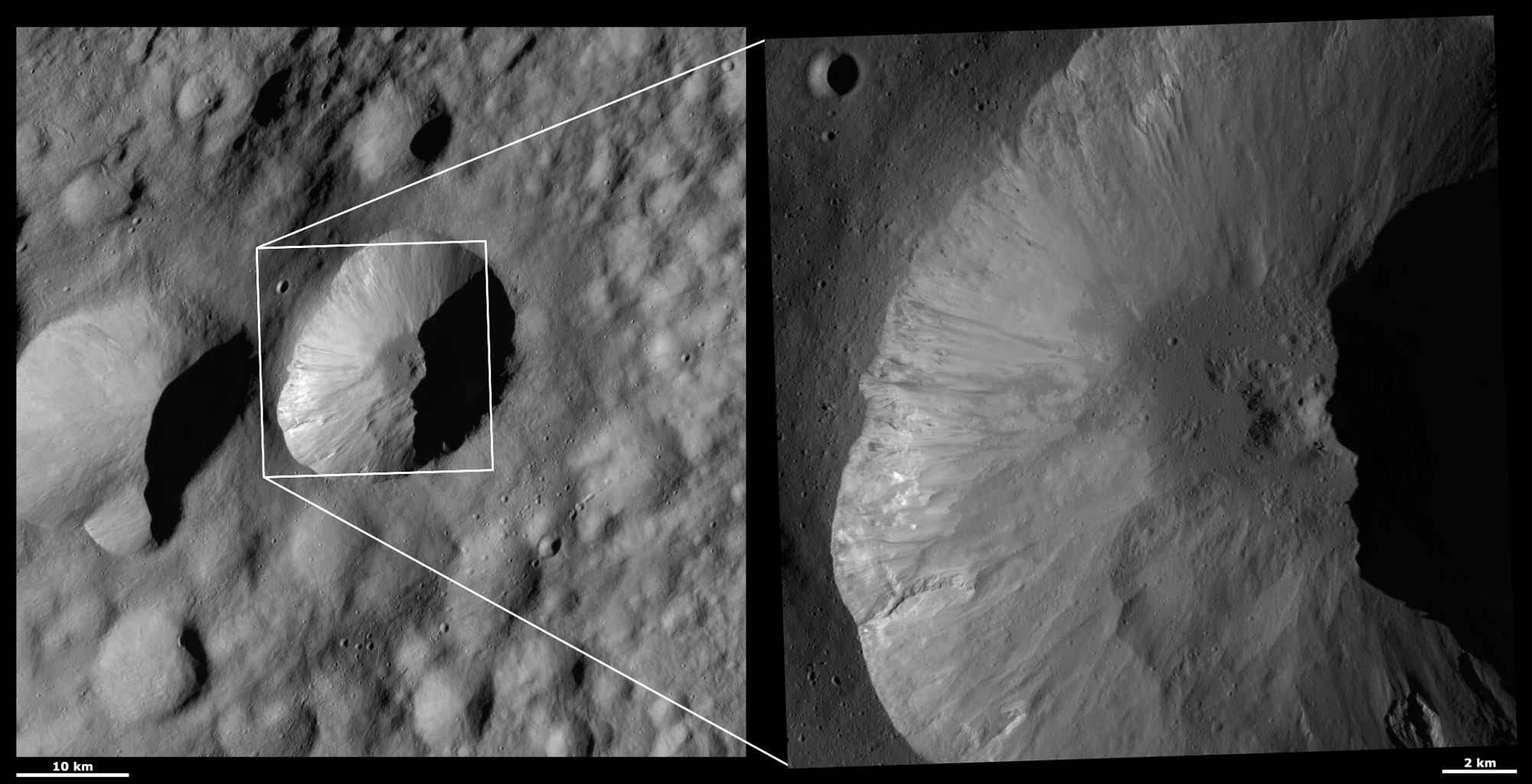 HAMO and LAMO Images of Licinia Crater